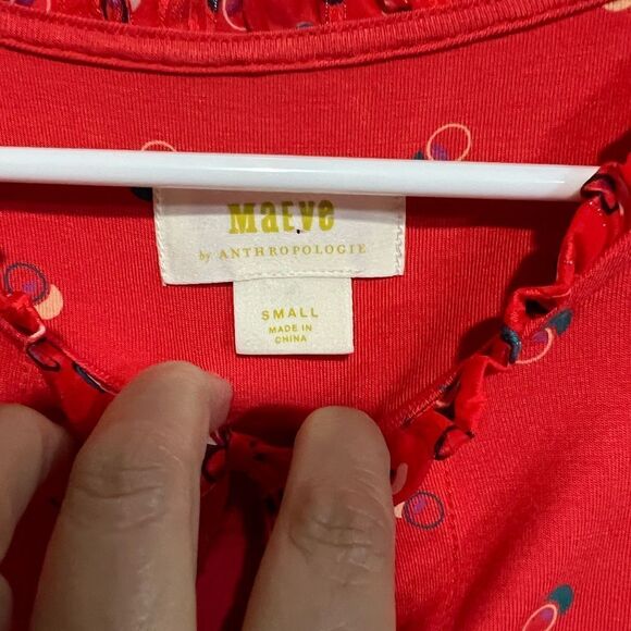 Maeve Jacquin Peasant Blouse Sparkle Ruffle Top Tangerine Size S - Picture 7 of 12